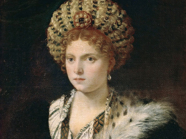 Tiziano Vecellio, Ritratto di Isabella d’Este, 1534-1536, Olio su tela. Riflette il ruolo della figuara femminile nella società veneziana del 1500