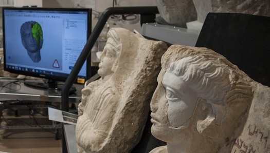 ricostruzione in stampa 3D di busti funerari in calcare recuperati a Palmira 