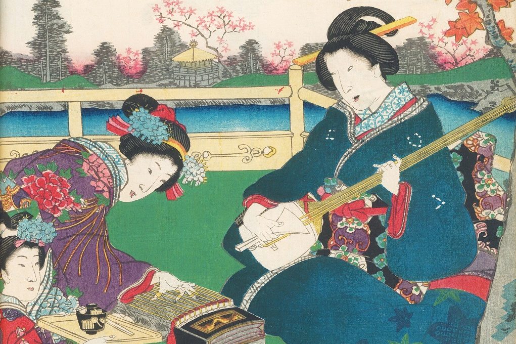 Utagawa Kunisada, Festa sotto gli aceri xilografia,1861