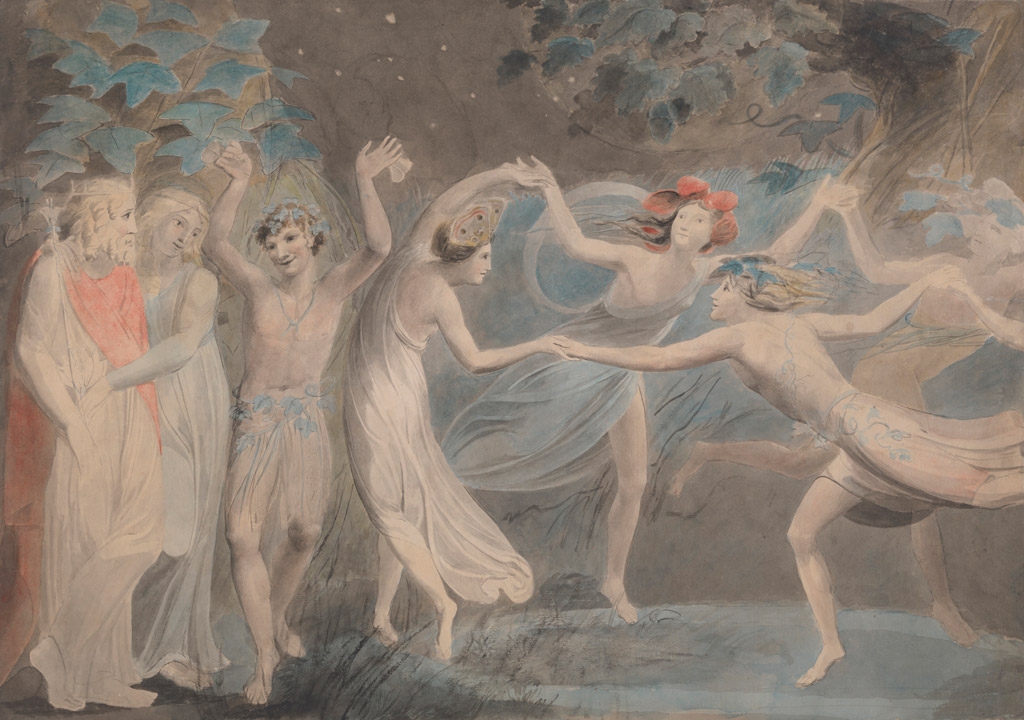 William Blake, Oberon, Titania and Puck with Faries Dancing