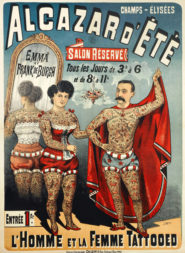 Anonimo, Alcazar d’Été. L’homme et la femme tattooed, Edition Charles Lévy, Paris 1886, collezione privata.