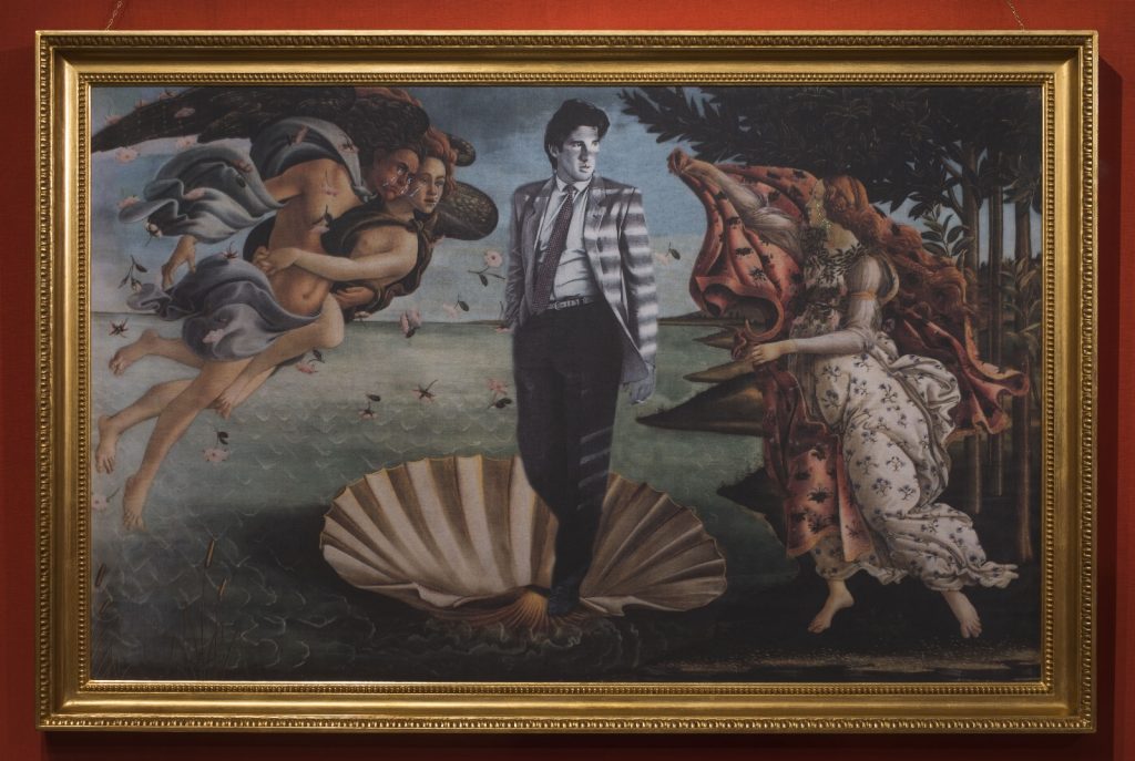 Francesco Vezzoli, La nascita di American Gigolò (After Sandro Botticelli), 2014. Stampa inkjet su tela, ricamo metallico 136 x 208 cm
Courtesy the artist and APALAZZOGALLERY