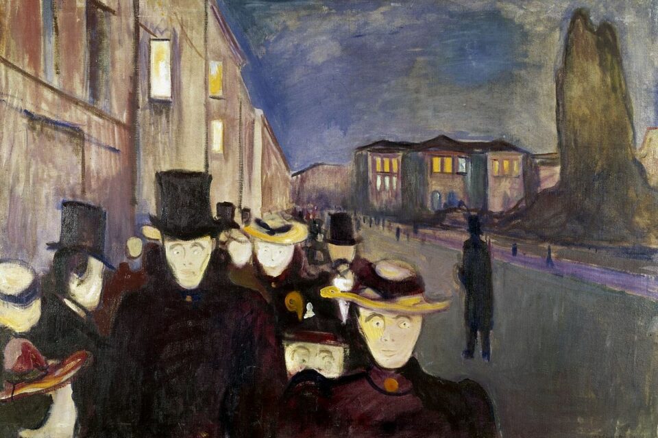 Edvard Munch, Sera sulla via Karl Johan, 1892, Olio su tela