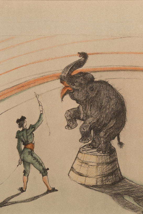 Henri de Toulouse-Lautrec, Il Circo – Elefante in libertà, Litografia – Ed. 1905
Parigi (Francia)
